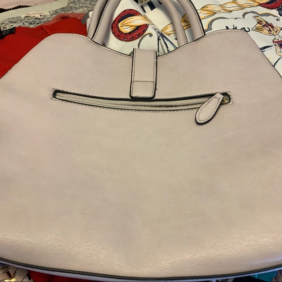 BLUSH PINK purse with rope trim and rope trim strap. Beautiful leopard interior. - Picture 5 of 16